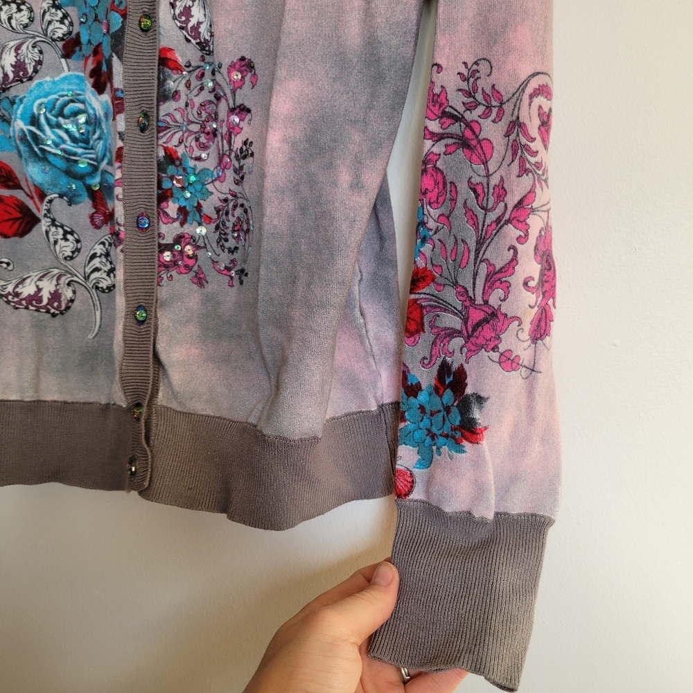 Vertigo Paris Silk Floral Cardigan with Butterfly Accents, Size: Medium - Picture 15 of 16